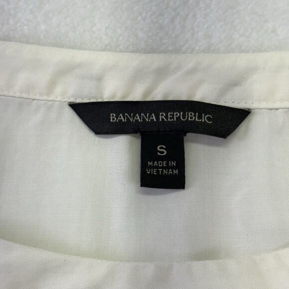Banana Republic TENCEL™ High Low Hem Long Sleeve Blouse Tunic Shirt Ivory Size S - Picture 5 of 10